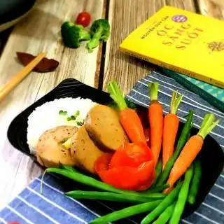Cơm giò lụa chay rim ngũ vị - braised pork bologna with five - spice powder - 40.000 ₫ tại An - Món Chay Healthy Box - Vạn Kiếp