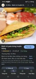 Hình ảnh bánh mì kẹp bate trứng chả 1xuất 
