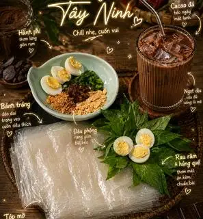 B.Tráng Dẻo Chấm Sốt Mỡ Hành Sate Muối + 1 Cacao Sữa Béo ( vừa thơm ngon lại béo ngậy) - 58.000 ₫ tại Bánh Tráng Dẻo Cuốn Trộn Y2 - Cách Mạng Tháng Tám