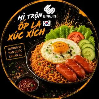 Mì Trộn Ốp La + Xúc Xích - 52.000 ₫ tại Gà Sốt Cay & Trà Trái Cây Emwin - Trần Xuân Soạn