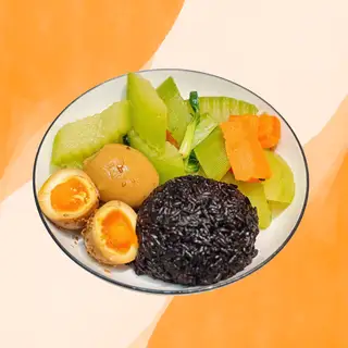 Hình ảnh Cơm gạo lứt đen trứng ngâm tương