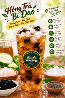 Hình ảnh Hồng trà bí đao sương sáo hạt chia