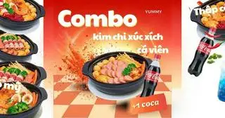 Hình ảnh Combo mỳ kim chi xúc xích - cá viên - coca