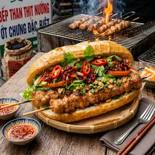 Hình ảnh Bánh Mì Thịt Nướng Xiên Que Hà Nội