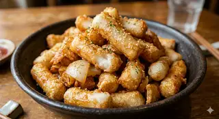 Hình ảnh Tokbokki Chiên Hành Mỡ