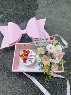 Hình ảnh set bánh nơ và hoa