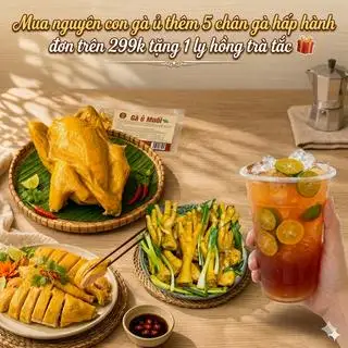 Hình ảnh combo gà ủ muốn nguyên con ,5 chân gà hấp tặng ly hồng trà tắc size lớn 