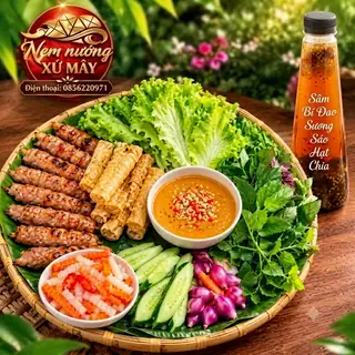 Hình ảnh Nem nướng Heo Bản + Ram giòn + Trà sâm bí đao, sương sáo hạt chia