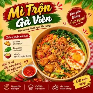 Hình ảnh Mì Trộn Gà Viên (Ốp La)