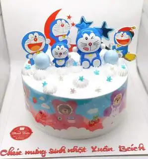 Hình ảnh bánh sinh nhật mèo đoremon (bánh dành cho 5-6 người ăn)