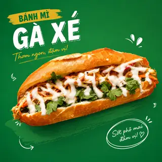 Hình ảnh Bánh mì gà xé sốt Phô Mai 