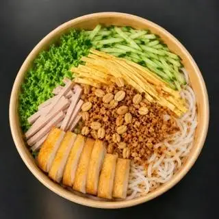 Hình ảnh Bún Nước Tương Chả Lụa Đậu Trứng Tặng Trà Đá