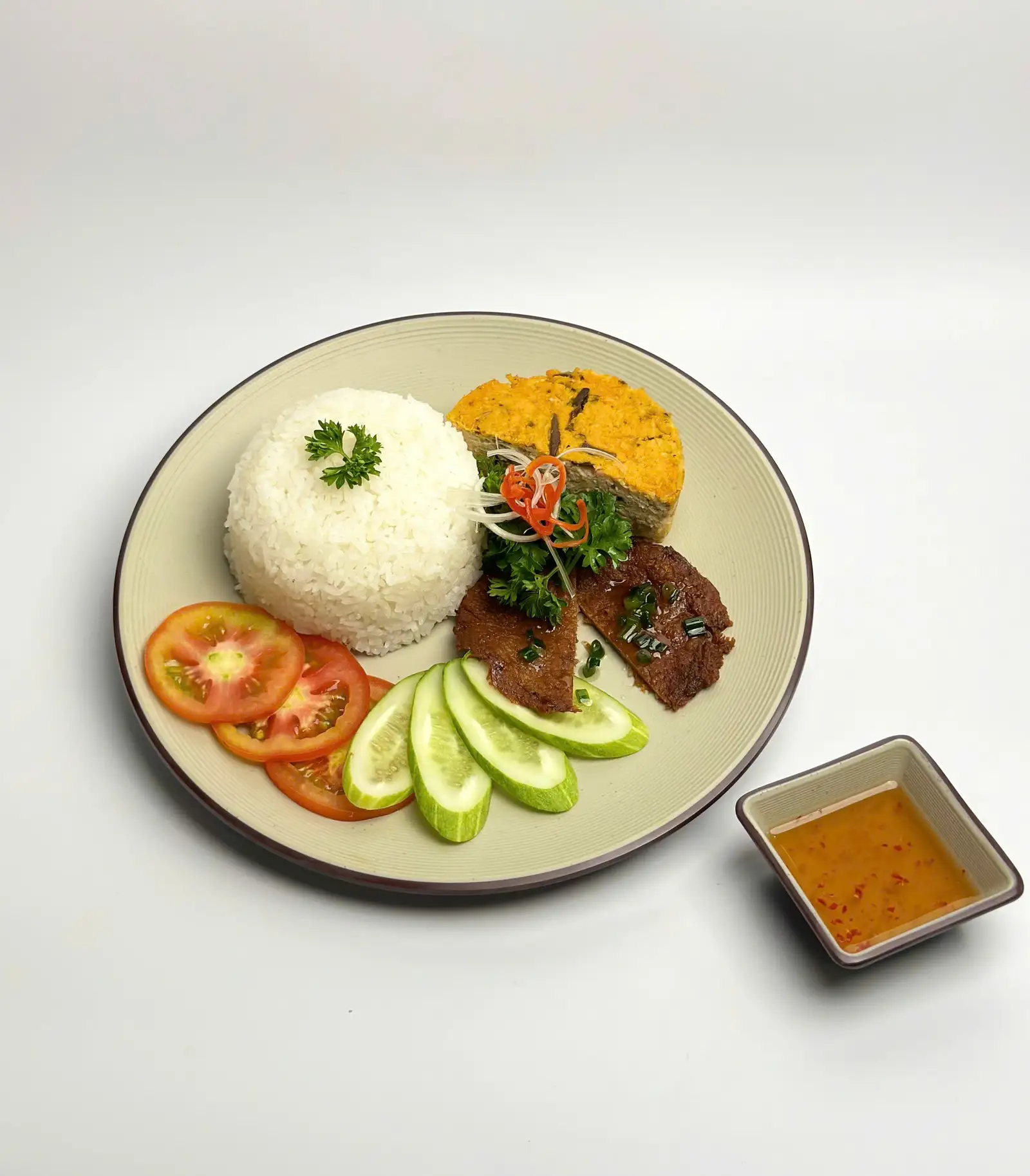 CƠM SƯỜN CHẢ CHAY - 65.000 ₫ tại Om Chay - Bún Thái Chay & Cơm Sườn Chay - Đường Số 49