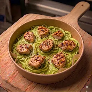 mỳ gà sốt creamy pesto - 95.000 ₫ tại Nam Kitchen - Pizza Pasta & Fast Food - Cách Mạng Tháng 8