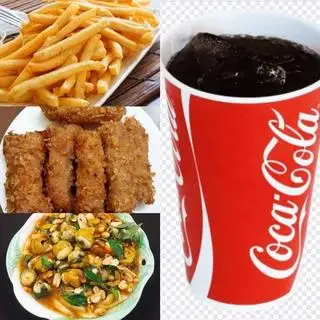Hình ảnh 1 Đĩa khoai tây+10 nem chua rán+1 xuất trứng cút lộn xào me (20)+1 coca