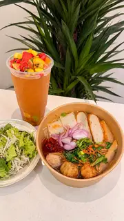 Hình ảnh combo bún chả cá+ trà trái cây nhiệt đới 