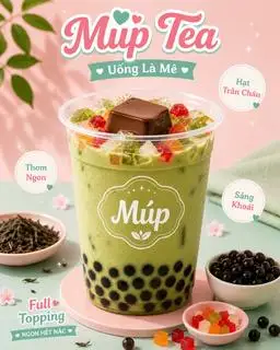 Hình ảnh Trà sữa Thái xanh full topping (không hạt nổ)