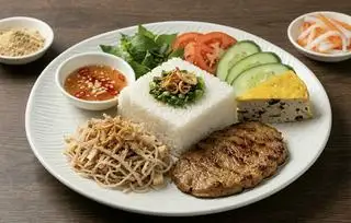 Cơm tấm chay sườn bì chả - 50.000 ₫ tại Bếp Chay Bà Ba - Đường 19