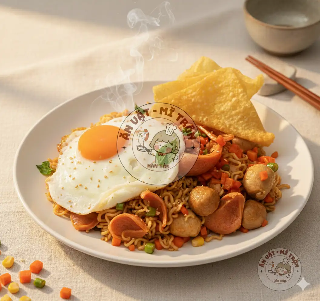 Hình ảnh 2 Vắt Mì Trộn - Rau Củ - Cá -Bò Viên - Xúc Xích - Trứng