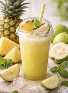 Hình ảnh Nước Ép Thơm+Ổi+ Đá sạch nhà làm