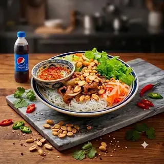 Hình ảnh [SIÊU TẤT BẬT] Combo Bún Bò Xào Đậm Đà + Pepsi Chai Mát Lạnh
