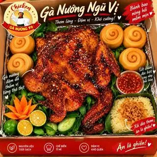 Hình ảnh Gà nướng ngũ vị - xôi - không cắt