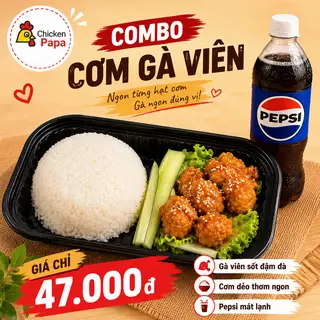Hình ảnh Combo cơm gà viên sốt chua ngọt + pepsi