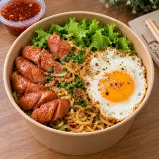 Hình ảnh Mì Trộn Xúc Xích Trứng Ốp La (2 Mì)