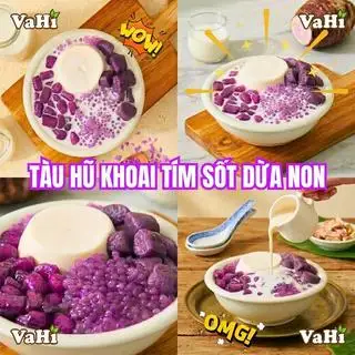 Hình ảnh Tàu hũ khoai tím sốt dừa non