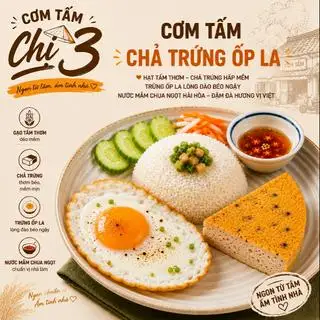 Cơm Tấm Chả Hấp Trứng Ốp La - 38.000 ₫ tại Cơm Tấm Chị 3 - Vườn Chuối