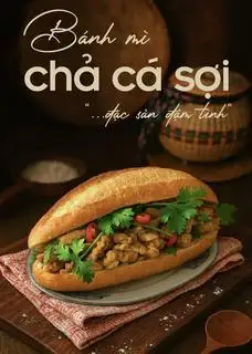 Hình ảnh Bánh mì chả cá sợi