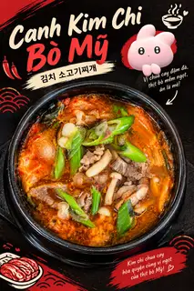 Hình ảnh Canh kim chi bò Mỹ và nấm