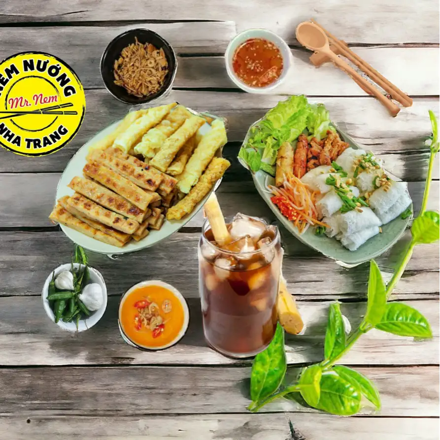 Hình ảnh Combo2 (Bánh Hỏi thịt Nướng + Nem thêm 2 miếng + Nước sâm)