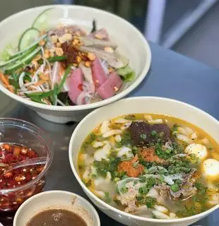 Hình ảnh combo 1 bánh canh + bún mắm nêm + trà đá
