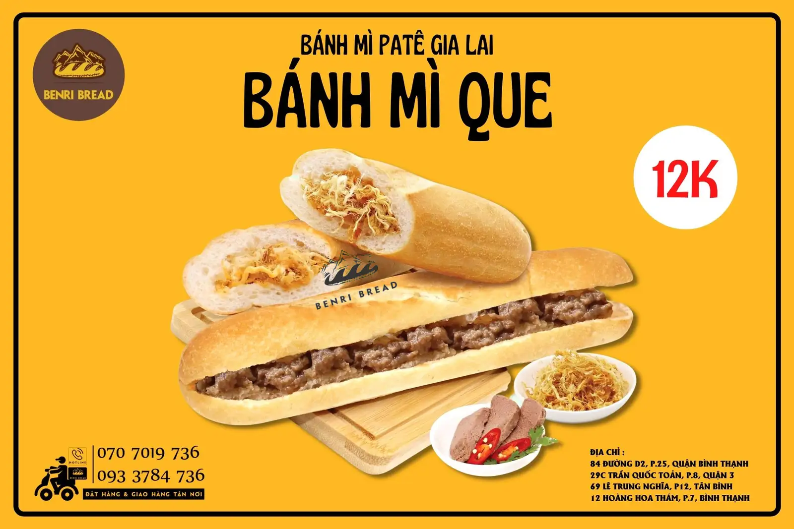 Bánh mì que patê chà bông - 20.000 ₫ tại Bánh Mì Patê Gia Lai Benri Bread - Hoàng Hoa Thám