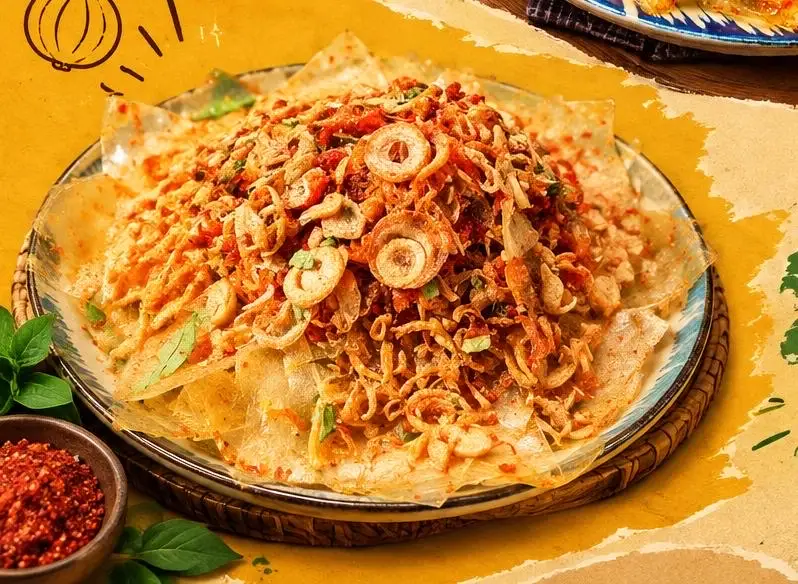 Hình ảnh Bánh tráng tỏi sa tế cay