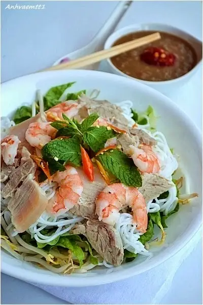 Bún Mắm Nêm Tôm +  Thịt Luộc - 69.000 ₫ tại Bánh Xèo Giòn Giòn - Bò Nướng Lá Lốt Mỡ Chài - Vĩnh Viễn