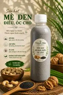 Hình ảnh Sữa hạt mè đen óc chó điều- Đen nhưng ko đắng- chai 330ml