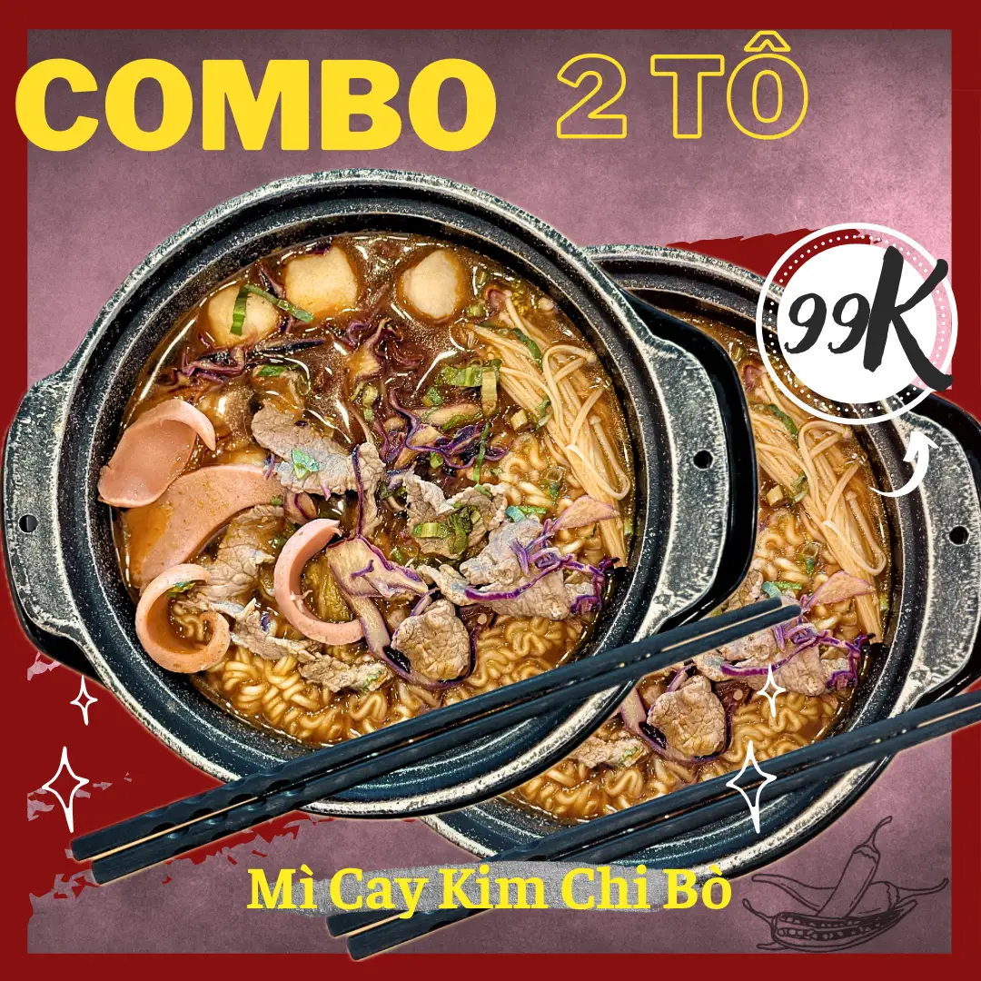 [COMBO 02+Free Trà Sữa] TÔ MÌ CAY KIM CHI BÒ FREE TRÀ SỮA 9h-22h - 140.000 ₫ tại Mì Cay & Trà Sữa Thạch Đà - Lê Văn Thọ