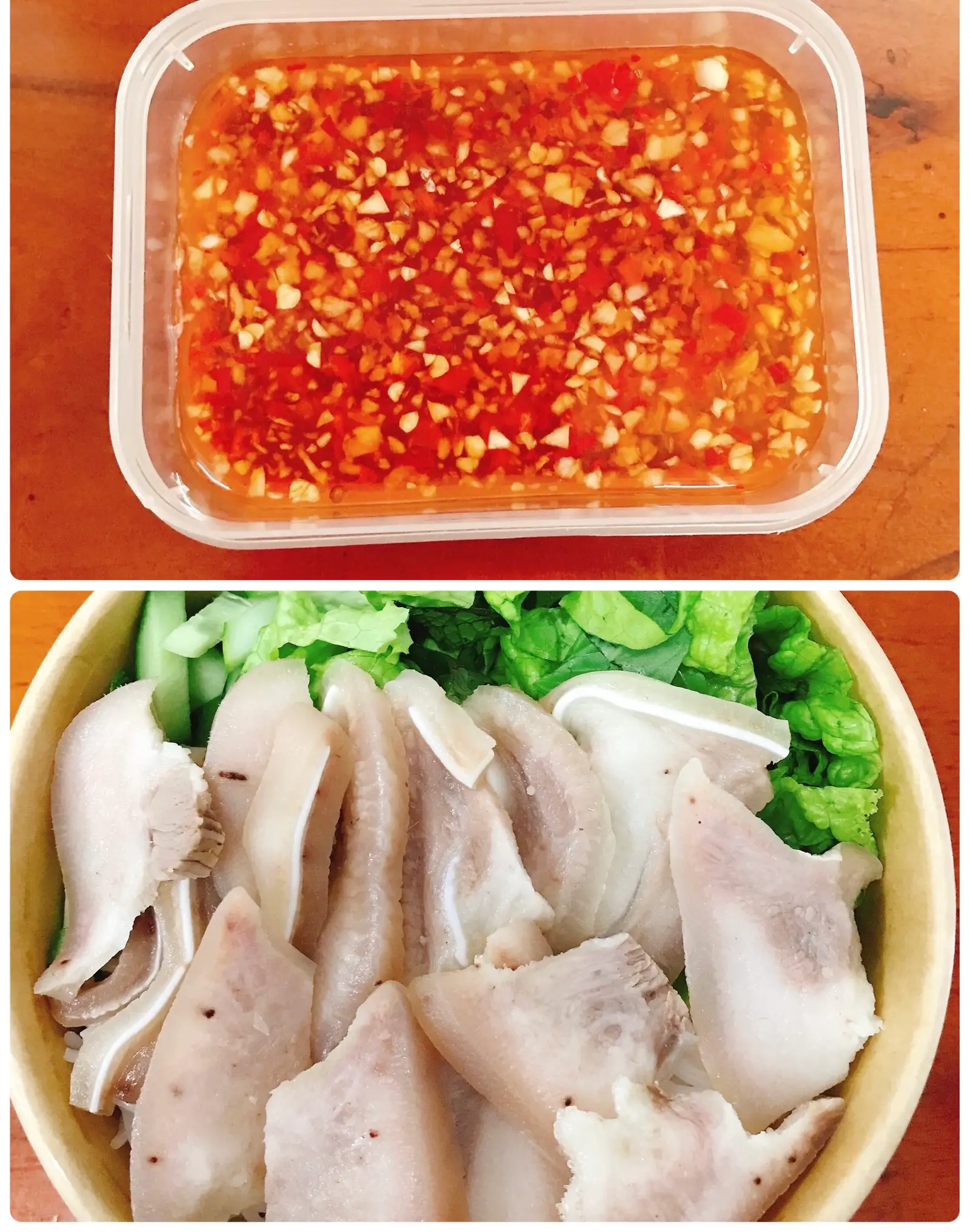 Bún nước mắm tỏi ớt tai heo - 56.000 ₫ tại Bún Mắm Nêm Cô Trân - Chu Văn An