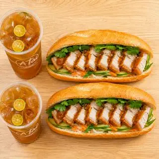 Hình ảnh Combo 2 Bạn Trưa Nhanh (2 Bánh Mì + 2 Trà Tắc)