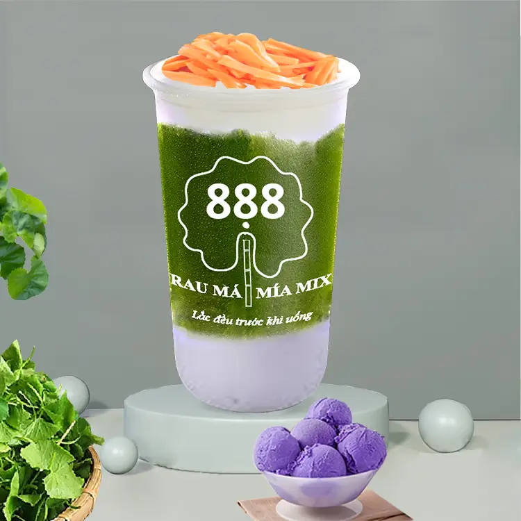 Combo 1 - Rau má mix đậu xanh, khúc bạch khoai môn, thạch dừa  - 40.000 ₫ tại Rau Má & Mía Mix 888 - Gò Dưa