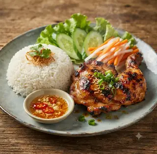 Cơm gà nướng - 65.000 ₫ tại Bún - Cơm Thịt Nướng & Trà Trái Cây - ALLEY 399 - Nguyễn Đình Chiểu