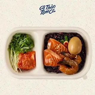 Hình ảnh Set 4 - Cơm GẠO LỨT cá hồi, tôm, trứng ngâm tương