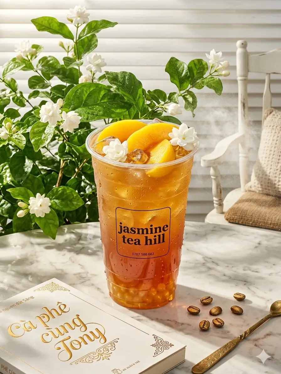 Trà đào hạt chia - 54.000 ₫ tại Moli Tea - Trà trái cây, Matcha & Cacao - Bà Hạt