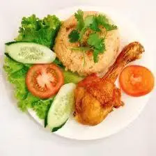 Hình ảnh Cơm đùi gà xối mỡ sốt mắm tỏi