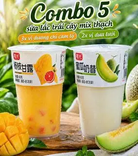 ComBo 5 Ly Sữa Lắc Trái Cây Mix Thạch Gồm 3 Ly Vị Dương Cam Chi Lộ Và 2 Ly Vị Dưa Lưới - 179.000 ₫ tại Nước Sữa Chua Trái Cây Thạch YOBAO - Võ Văn Kiệt