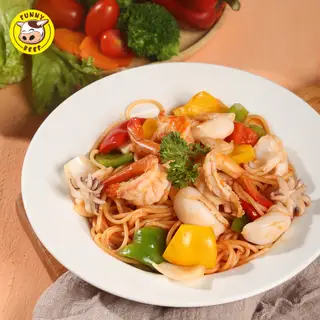 Mì ý sốt hải sản cay (spaghetti  piccanti with seafood) - 100.000 ₫ tại Funny Beef - Spaghetti & Beefsteak - Nguyễn Tri Phương