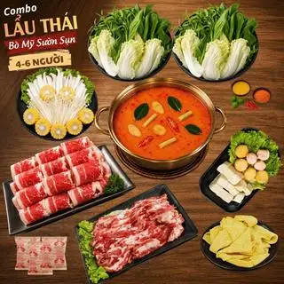 Hình ảnh Lẩu Thái Ba Chỉ Bò Mỹ Sườn Sụn 4-6 Người