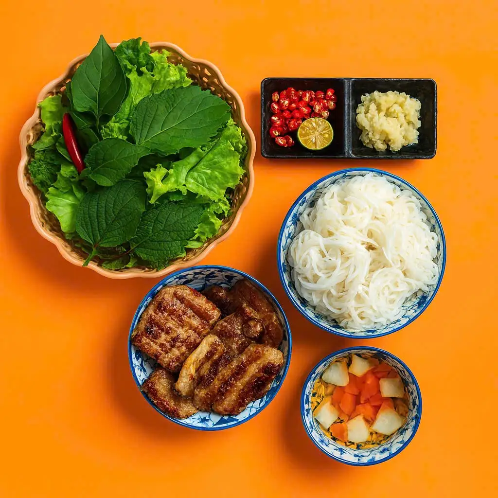 Bún chả lẫn ( Chả Vuông + Ba Rọi )  - 69.000 ₫ tại Bún Chả Xèm - Bún Chả Hà Nội Gia Truyền - Đường 56